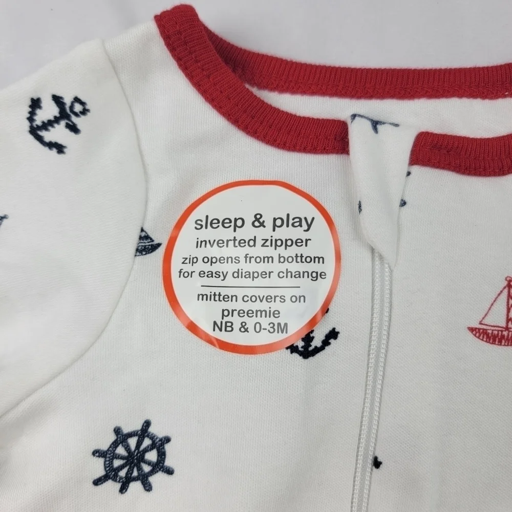 NWT set of 2 newborn sleep and play footed bodysuits‎ holiday nautical